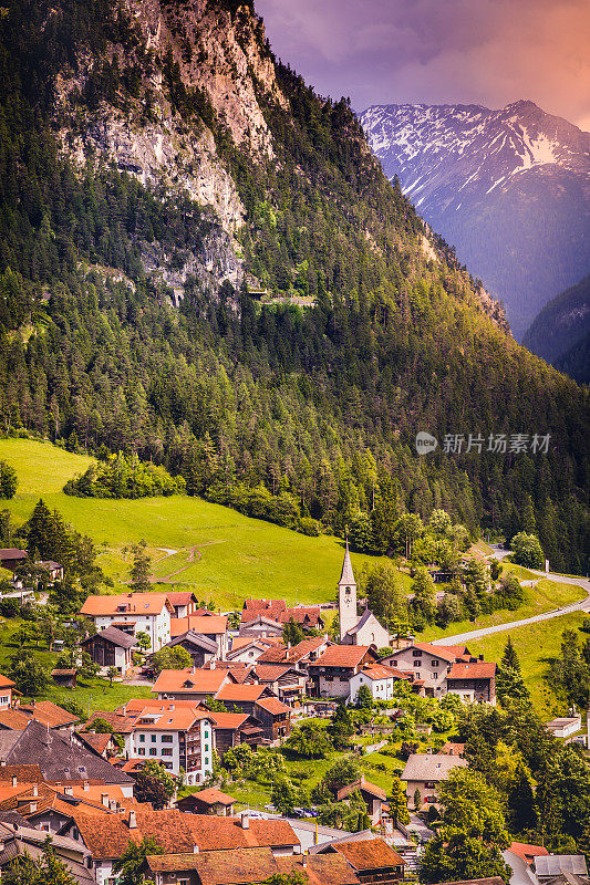 Bergün Filisur山村，靠近Albula pass - Graubunden，瑞士